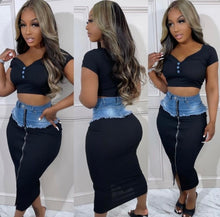 Load image into Gallery viewer, Splicing Denim Split Half Skirt

