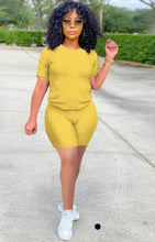 Load image into Gallery viewer, A Sports Casual Round Neck Solid Color Short Sleeve Shorts Two Piece Sets

