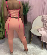 Load image into Gallery viewer, Colorful Ribbon Zipper Camisole And Pants Two Piece Set
