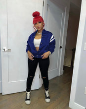 Load image into Gallery viewer, Letter Print Long Sleeve Baseball Jackets

