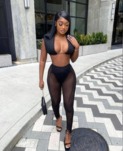 Load image into Gallery viewer, Sexy Sleeveless Crop Top And Mesh Pants Two Piece Sets
