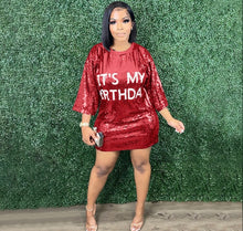 Load image into Gallery viewer, Letter Print Sequin Loose Casual Dress
