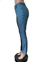 Load image into Gallery viewer, Fashion Denim PU Leather Splice Pants
