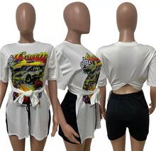 Load image into Gallery viewer, Graphic T Shirt Bandage Short Sleeves Tees
