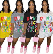 Load image into Gallery viewer, Plus Size Letter Print Short Sleeve Casual Dress
