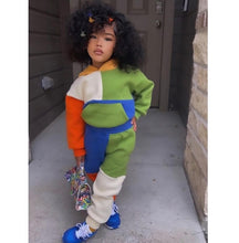 Load image into Gallery viewer, Kids Casual Color Blocking Hooded Sweatshirt Suit
