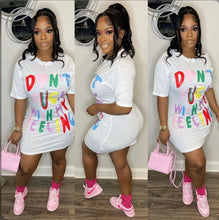 Load image into Gallery viewer, Letter Print O Neck Casual T-Shirt Dress
