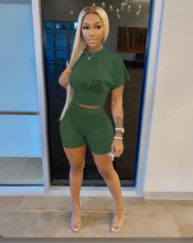 Load image into Gallery viewer, Casual Solid Short Sleeve Two Piece Shorts Set
