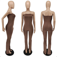 Load image into Gallery viewer, Fashion Solid Tube Top Hem Split Jumpsuits  Www.dreamempirellc.com

