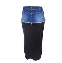Load image into Gallery viewer, Splicing Denim Split Half Skirt
