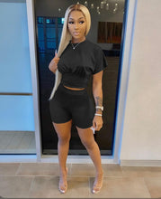 Load image into Gallery viewer, Casual Solid Short Sleeve Two Piece Shorts Set
