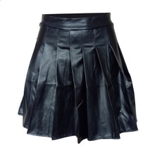 Load image into Gallery viewer, Fashion Black PU Leather Mini Pleated Skirt
