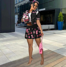 Load image into Gallery viewer, Fashion Print Baseball Jacket And Pleated Skirt 2 Piece Set
