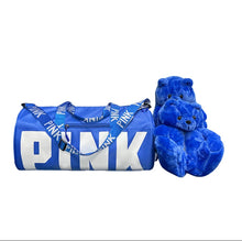 Load image into Gallery viewer, A Teddy Bear Slippers and Pink Duffle Bag
