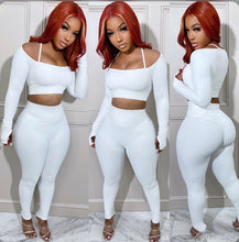 Load image into Gallery viewer, Casual Knitting Solid Crop Tops And Pencil Pant Two Piece Set
