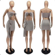 Load image into Gallery viewer, Solid Tube Top Mini Skirt Two Piece Sets
