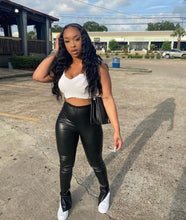 Load image into Gallery viewer, PU Leather Elastic Split Skinny Pants
