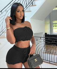 Load image into Gallery viewer, Casual Knitted Tube Top Shorts Two Piece Set
