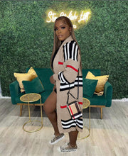 Load image into Gallery viewer, Casual Cardigan Long Knit Striped Coat
