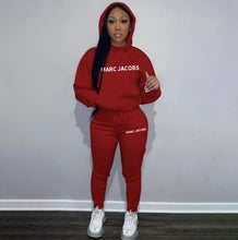 Load image into Gallery viewer, Casual Solid Letter Print Hooded Sweatshirts And Sport Pant 2 Piece Set

