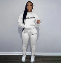 Load image into Gallery viewer, Casual Solid Letter Print Hooded Sweatshirts And Sport Pant 2 Piece Set
