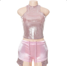 Load image into Gallery viewer, Fashion Hot Stamping Tank Top Drawstring Pocket Shorts Casual Suit

