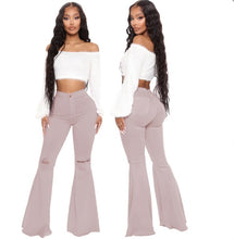 Load image into Gallery viewer, Plus Size Fashion All-match Ripped Denim Flared Pants
