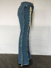 Load image into Gallery viewer, Denim Tassel Lace-Up Straight Jeans Pants
