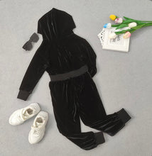 Load image into Gallery viewer, Kids Velvet Long Sleeve Hooded Jumpsuit
