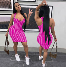 Load image into Gallery viewer, Striped Print Sleeveless Midi Dress

