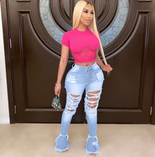 Load image into Gallery viewer, Plus Size 4XL Denim Ripped Hole Flared Jeans Pants
