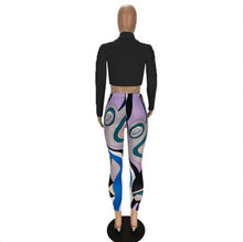 Load image into Gallery viewer, Solid Long SleeveTie-Up Top+Printed Pants 2 Piece Sets
