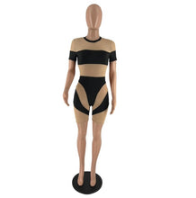 Load image into Gallery viewer, Short Sleeve Printed Mesh Rompers
