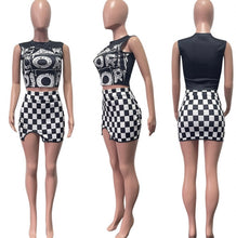 Load image into Gallery viewer, Sexy Sleeveless Plaid Mini Skirt 2 Piece Sets
