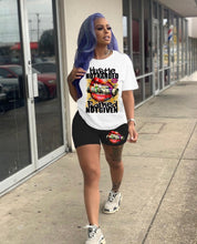 Load image into Gallery viewer, Letter Print Short Sleeve Shorts Two Piece Set
