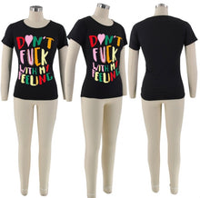 Load image into Gallery viewer, Plus Size Letter Print Short Sleeve Casual T Shirt
