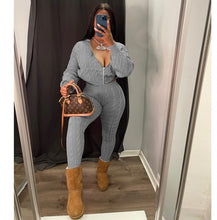 Load image into Gallery viewer, Casual Knits Solid Color Hooded Tops And Tight Pant Sweater Suit

