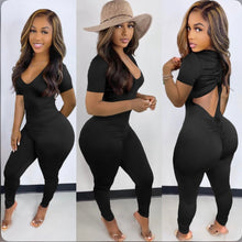 Load image into Gallery viewer, A Solid Backless Drawstring Ruched Jumpsuit
