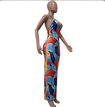 Load image into Gallery viewer, Casual Print Halter V Neck Maxi Dress
