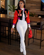 Load image into Gallery viewer, Fashion Letter Print Loose Short Baseball Jacket
