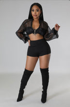 Load image into Gallery viewer, Organza Top And Solid Color Shorts Two Piece Set
