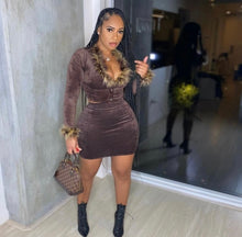 Load image into Gallery viewer, Sexy Velvet V Neck Long Sleeve And Skirt Two Piece Set

