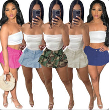 Load image into Gallery viewer, Sexy Pleated Denim Mini Culottes
