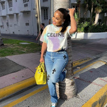 Load image into Gallery viewer, Denim Embroidery Mid Waist Skinny Jeans
