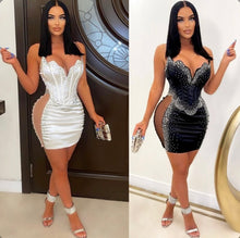 Load image into Gallery viewer, Sexy Mesh Patchwork Hot Drilling Night Club Dress

