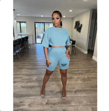 Load image into Gallery viewer, Casual Letter Print Short Sleeve Shorts 2 Piece Set
