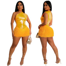 Load image into Gallery viewer, Sexy Slim One shoulder Splice Mini Dress
