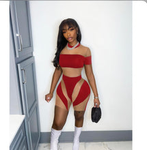 Load image into Gallery viewer, Short Sleeve Printed Mesh Rompers

