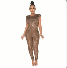 Load image into Gallery viewer, Plus Size Sequin Sexy Sleeveless Jumpsuit
