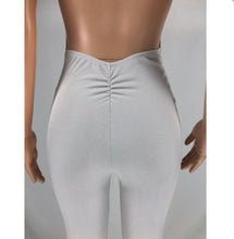 Load image into Gallery viewer, Sexy Solid Deep V Halter Backless Ruched Jumpsuit
